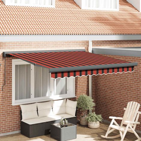 Markise Einziehbar Orange und Braun 3,5x2,5 m Stoff & Aluminium