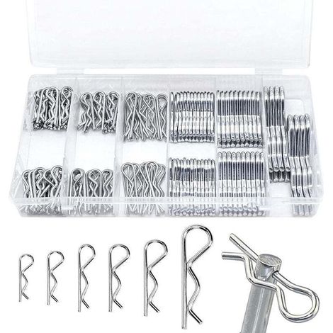150 Pièces Goupilles Fendues R Clips, Goupilles de Retenue R Forme Goupilles à Ressort, Goupilles De Fixation Attache Outils À Main Accessoires, 6 Taille de 31 à 75 mm-OUYLAF (1/4)
