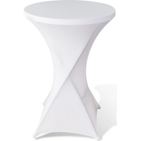 Wolketon Housse pour table haute Stretch blanche Housse élastique pour table de bistrot, ø 80×110 cm