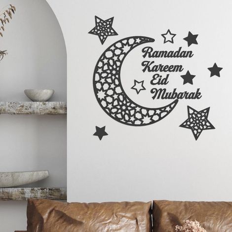 Sticker miroir acrylique en forme de croissant de lune du Ramadan, autocollant mural 3D pour portes, fenêtres et placards (1/4)