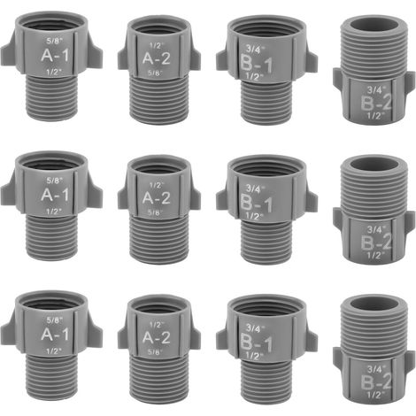 12pcs Adaptateur d'Interface de Tuyau d'Eau, Adaptateur De Vanne d'Arrêt de Tuyau Connecteur de Conversion de Tuyau pour 1/2" NPT à 5/8" NPT 1/2" NPT à 3/4" NPT Mâle à Femelle (1/5)