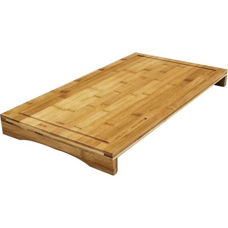Planche à découper - JUANIO - 54x28x4.5 cm - Bambou - Naturel - Couvre-plaque vitrocéramique (1/3)