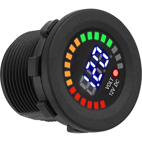Voltmètre à affichage numérique LED pour moto et voiture, 12 V, étanche, jauge de tension, noir, nouveau (1/5)