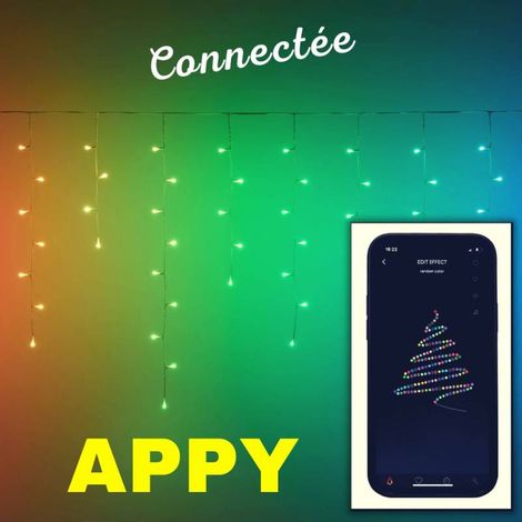 Guirlande Stalactite connectée H90cm 4M APPY 125 LED RGB avec APPlication Bluetooth Lotti (1/5)