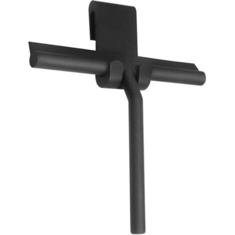 8.7-inch silicone shower squeegee - For glass shower doors and walls - With hanging hook - Black