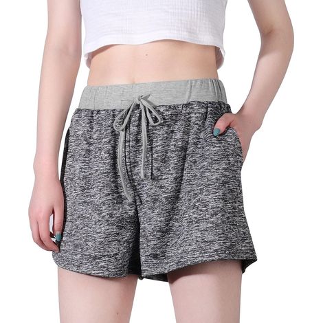 Women's comfortable casual shorts with pockets and drawstring - Grey - S (1/5)