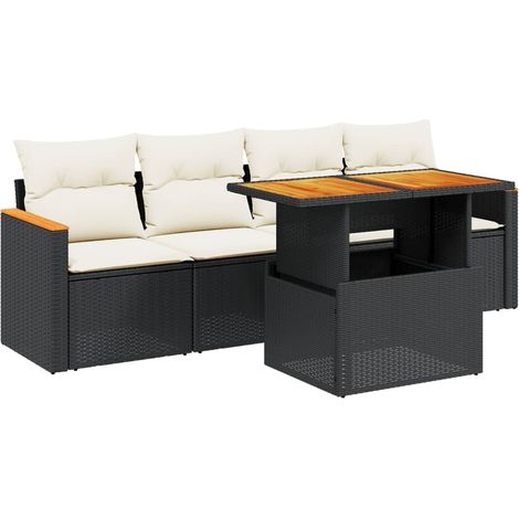 Maison Exclusive - Set de muebles de jardín 5 pzas y cojines ratá (1/3)