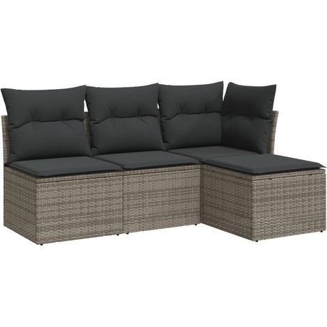 Maison Exclusive - 4-tlg. Garten-Sofagarnitur mit Kissen Grau Pol