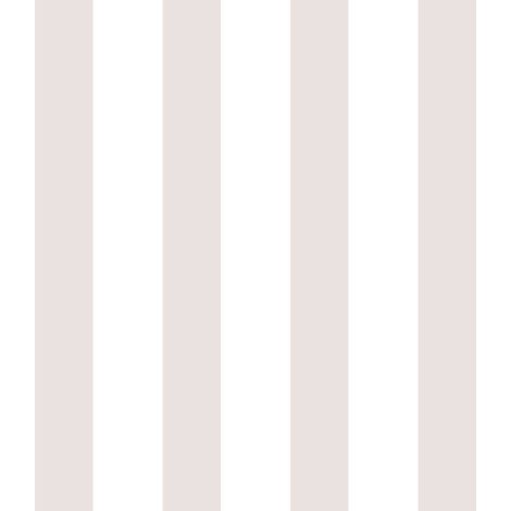 Papier peint rayures larges rose poudré blanc