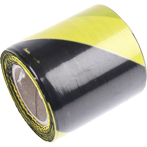 Ruban de signalisation Noir/Jaune RS PRO, 75mm x 100m x 0.05mm ( Prix pour 1 ) (1/2)