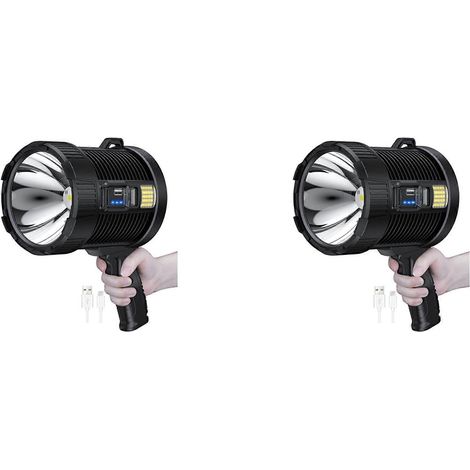 2x wiederaufladbarer Scheinwerfer, 100000 Lumen LED-Scheinwerfer, handliche große Taschenlampe, superhelle Solar-Außenscheinwerfer (1/5)