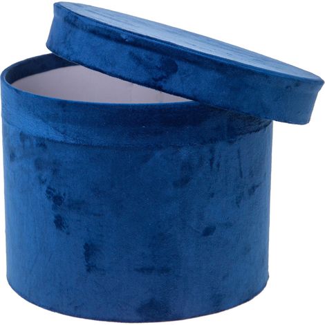 Cappelleria con coperchio azzurra in velluto per decorazioni interne h 20 cm