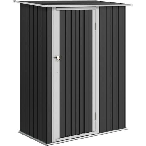Outsunny 5ft x 3ft Garden Storage Shed, Outdoor Metal Shed with Sloped Roof, Lockable Door for Tools, Equipment, Grey