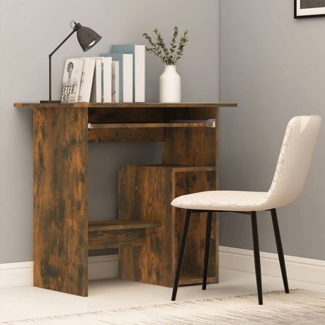 Bureau Informatique, Table de travail, Meuble de Bureau Chêne fumé 80x45x74 cm Bois d'ingénierie HYB57465 (1/5)