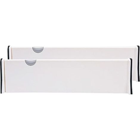 2 pièces séparateurs de tiroir organisateurs de tiroir extensibles pour bureau, cuisine, tiroir, salle de bain, chambre et commode stockage,Blanc (1/4)