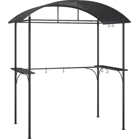 Gazebo BBQ et étagères latérales anthracite 220x115x230cm acier CFW441575 (1/5)