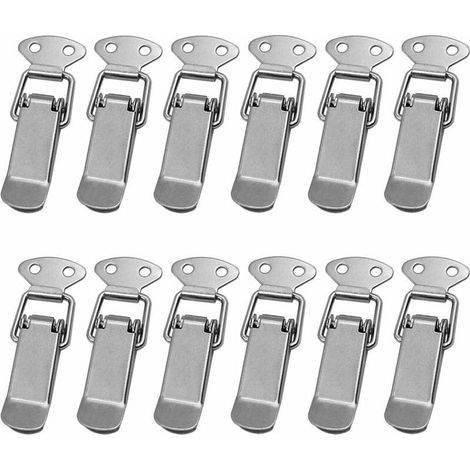 Loquet à ressort 12 pièces en acier inoxydable – Fermeture à levier pour caisses et tiroirs – Dimensions 72mm – Fixation 4mm (1/5)