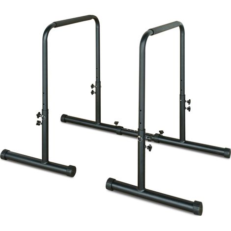 Höhenverstellbare Dip-Station aus schwarzem Eisen, bis 249 kg, für Zuhause und Fitnessstudio (1/4)