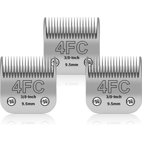 3 Pack 4FC Stainless Steel Dog Grooming Blades Compatible with A5, Max 50, Blade Size 3/8 Inch, Cutting Length 9.5 mm (1/5)