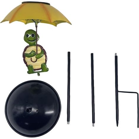 Mangeoire à oiseaux solaire en forme de tortue avec lumières LED antirouille en acier 84 cm (1/5)