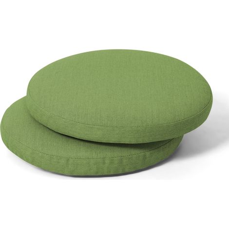Avestar Outdoor 2er Set Stuhlkissen mit Riemen und Reißverschluss, 38 x 3 cm, wasserdichte Sitzkissen, runde Sitzauflagen für Sessel, Grün