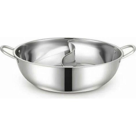 Marmite compartimentée en acier inoxydable avec louches ensemble de cuisine double saveur - 36 cm sans couvercle (1/4)