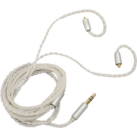 Câble de remplacement pour casque en cuivre argenté tressé 8 brins, compatible SE215 SE315 UE900, cordon audio haute fidélité. (1/5)