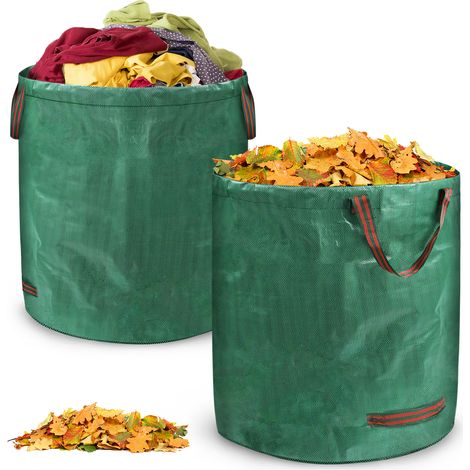 Froadp 272L Gartensack Tragbare Gartenabfallsack mit Griffen Robustem 150g/m² Polypropylen-Gewebe Grünschnittsäcke Wasserdichte Laubtasche, 2 Stück (1/5)