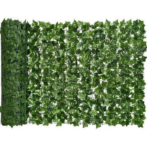 Brise-vue mural en lierre artificiel 300 × 100 cm – Haie synthétique décorative avec feuilles de vigne pour clôture et jardin (1/5)