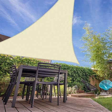 Voile d'ombrage triangulaire 280g/m² - 5 x 4 x 4 m - Haute densité résistante au vent - Tissu micro-aéré - Écru