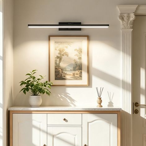 LED Spiegelleuchte Bad 60 cm Schwarz Badezimmer Spiegellampe IP44 6500K für Spiegel Schrank Wandmontage (1/5)
