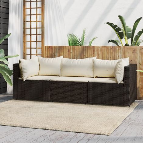 Salon de jardin 3 pcs,Mobilier de terrasse,Table et Chaise pour Relax avec coussins marron résine tressée -YZ509340 (1/5)