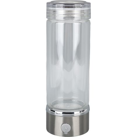 Bouteille d'eau riche en hydrogène portable et rechargeable, couleur argent, idéale pour la maison, les voyages et le bureau. (1/5)