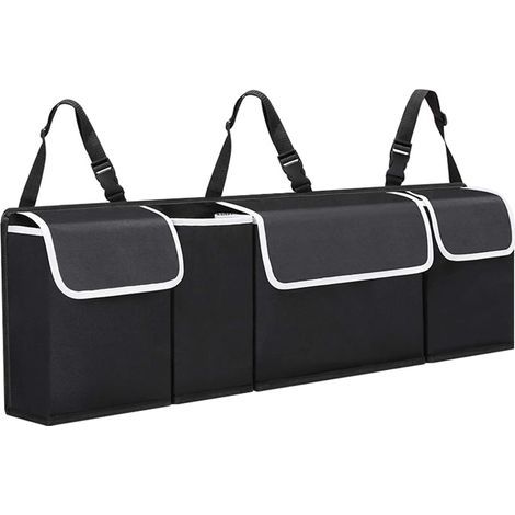 Rangement Coffre de Voiture, Organisateur Interieur Accessoires Voiture, Organiseur Tissu Oxford Imperméable Rangement Voiture avec 4 Poches (1/5)