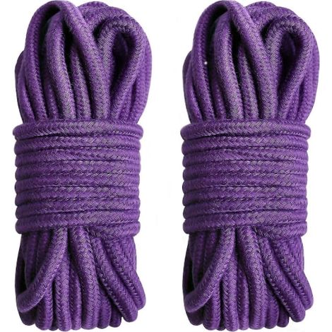 Corde en coton doux 10 mm x 2 m, corde polyvalente longue et épaisse pour bricolage, camping, jardinage et nouage, outil de tressage, teinte violette (1/5)