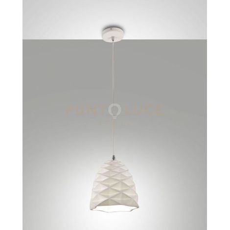 DUCHESSA SOSPENSIONE BIANCA D.20cm IN METALLO E CERAMICA 1 LUCE ATTACCO E27