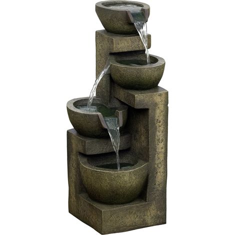 Fontaine cascade à 4 niveaux 5W avec pompe à eau et sortie d'eau réglable, 25 x 24 x 60 cm, multicolore (1/5)