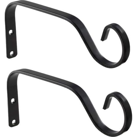 2 Crochet de support de suspension de plante, en fer noir anti-rouille, charge max 16 kg, pour jardin balcon intérieur extérieur (1/5)