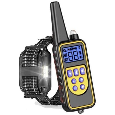 Collier de Dressage pour Chiens Rechargeable, Portée de 1000m, avec Mode Vibration, Son, Choc Statique et Lumière, IPX67 Résistant à L’Eau, Adapté Aux Chiens de Petites et Moyennes Tailles