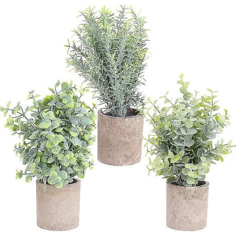 Lot de 3 pots de fleurs artificiels (1/3)
