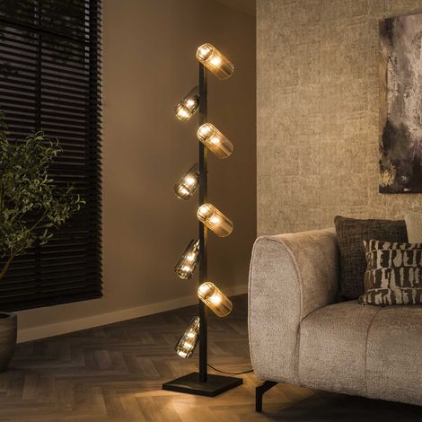 Stehlampe Khai 8-Licht-Zylinder-Mischglas