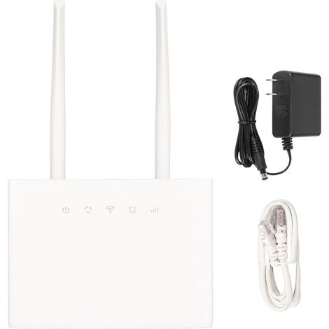 Routeur WiFi 4G LTE CPE avec emplacement carte SIM, 300Mbps, 32 utilisateurs, 2 antennes 2,5dBi, point d'accès pour Europe/Asie, 100-240V prise US (1/5)