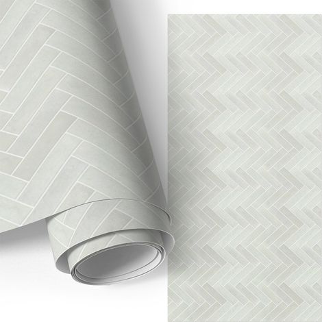 Klebefolie für Möbel - Möbelfolie - Selbstklebefolie - Küche folieren - Dekorfolie - Einfach zu reinigen - Helles Fischgrätenmuster 65x130 cm