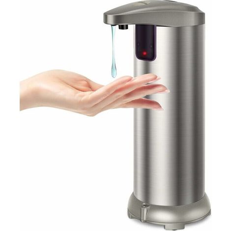 Dispenser automatico di sapone, in acciaio inox, base impermeabile, interruttore regolabile, per il bagno. (1/5)