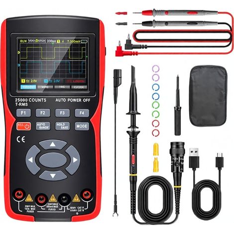 Beyamis Multimètre numérique 3 en 1 – 50MHz, oscilloscope double canal, générateur signaux, portable (1/5)