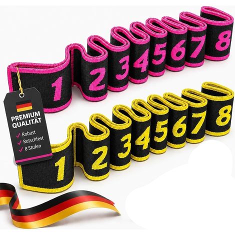 Elastische Yoga-Dehnbänder, 2er-Set, Rosa und Gelb (1/5)