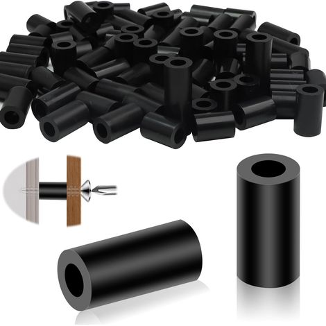 Lot de 100 entretoises en plastique M8 en nylon - 14 x 18 mm - Isolation - Noir - Sans filetage - Pour vis M8 (1/5)