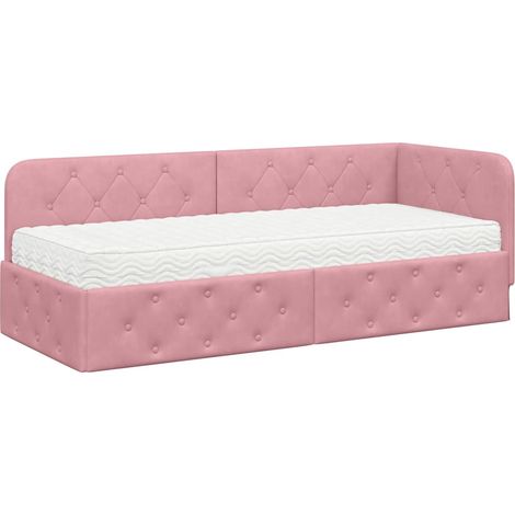 Maison Exclusive - Cornice del letto ad angolo Rosa 80 x 200 cm Velluto