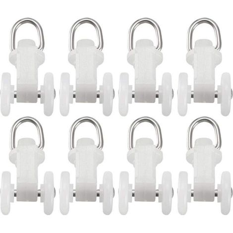 50 pièces Rouleaux de voie de rideau en plastique à deux roues transporteurs draperie rail coulissant planeur pour fenêtres rideaux de douche 12mm diamètre de roue (1/5)