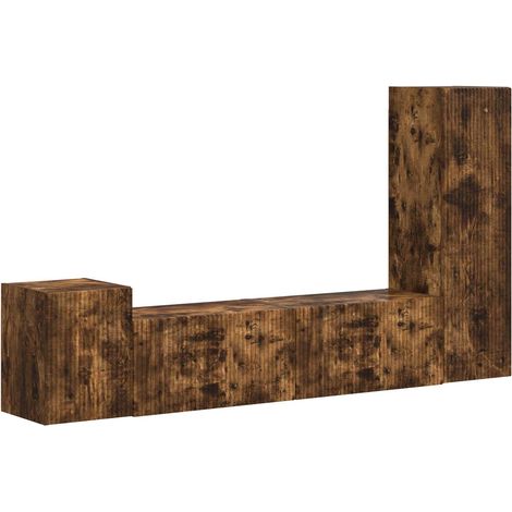Ensemble meuble TV 4 pcs Chêne fumé Bois d'ingénierie
